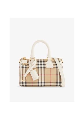 Womens Burberry Mini Check Coated Canvas Bowling Bag