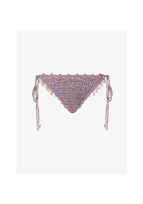 Womens Jaded London Crystal-Embellished Crochet Bikini Bottoms