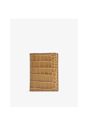 Mens Tom Ford Croc-Embossed Bi-Fold Leather Card Holder