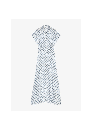 Womens Maje Floral-Print Short-Sleeved Woven Maxi Dress