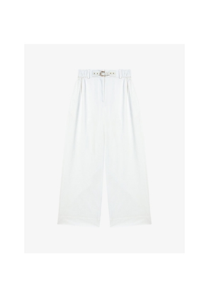 Womens Maje Paperbag-Waist Wide-Leg Cotton Trousers