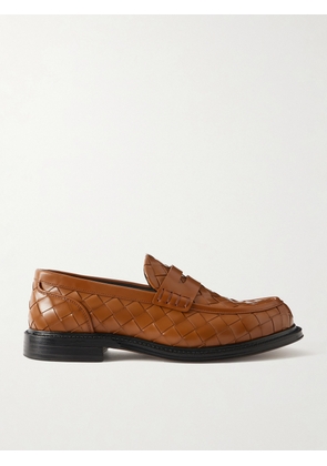 Bottega Veneta - James Woven Leather Penny Loafers - Men - Orange - EU 42