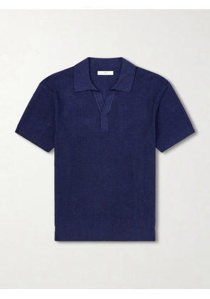 Mr P. - Silk and Cotton-Blend Knitted Polo Shirt - Men - Blue - XS