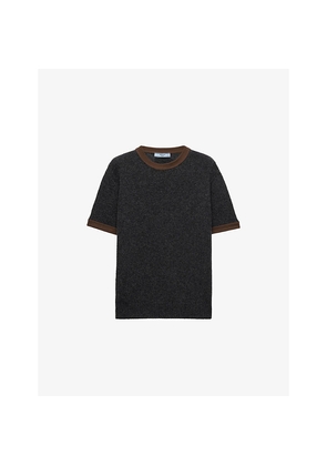 Womens Prada Contrast-Trim Short-Sleeve Cashmere Jumper