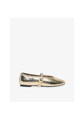 Womens Maje Metallic Leather Ballet Flats