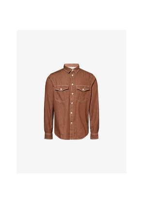 Mens PS by Paul Smith Patch-Pocket Contrast-Stitch Cotton Overshirt