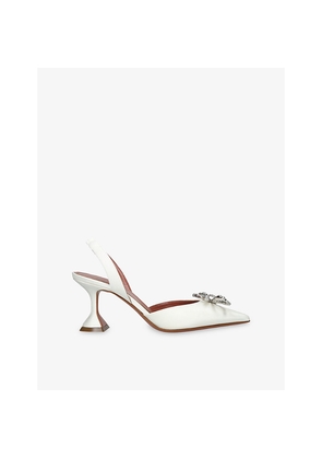 Womens Amina Muaddi Rosie Sling Satin Courts