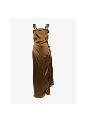 Womens Maison Margiela Draped Open-Back Satin Maxi Dress