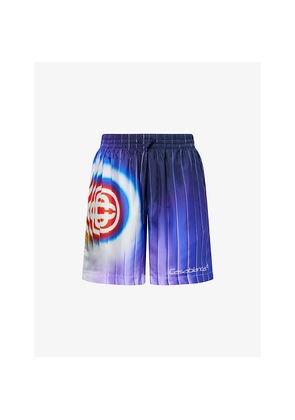 Mens Casablanca Shockwave Logo-Print Silk Shorts