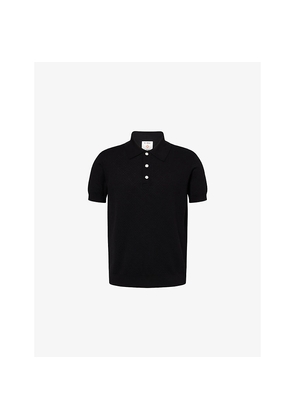 Mens Casablanca Monogram Pointelle-Knit Cotton-Blend Polo Top