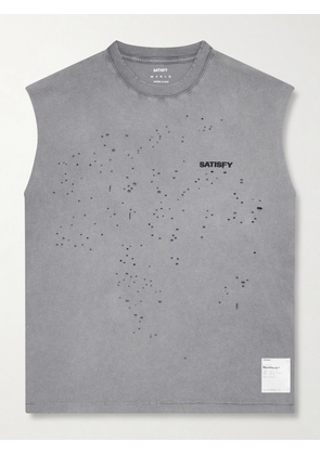 Satisfy - Distressed Logo-Print MothTech™ Organic Cotton-Jersey Tank Top - Men - Gray - XS