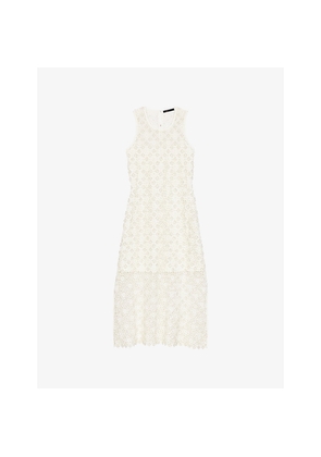 Womens Maje Rhinestone-Embellished Sleeveless Crochet Maxi Dress
