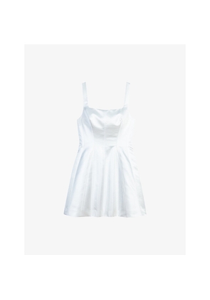 Womens Maje Square-Neck Flared-Skirt Satin Mini Dress