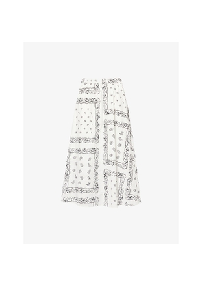 Womens Weekend Max Mara Paisley Embroidery Cotton Midi Skirt