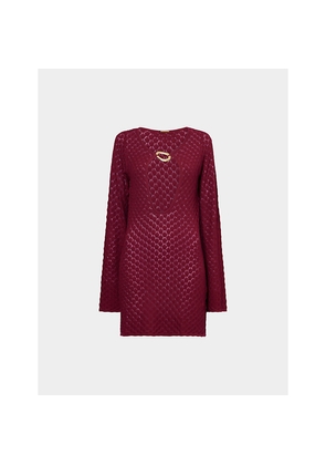 Womens Away That Day Havana Cut-Out Crochet Mini Dress