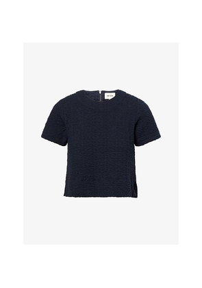 Womens Me And Em Textured Jacquard Stretch-Cotton Top