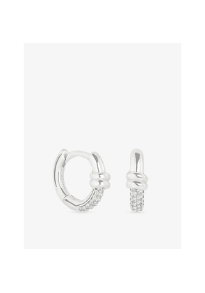 Astrid & Miyu Pavé Knot 925 Sterling Silver Huggie Earrings
