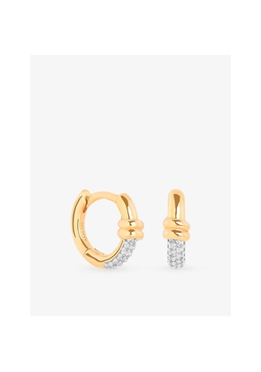 Astrid & Miyu Pavé Knot 18ct Gold-Plated 925 Sterling Silver Huggie Earrings