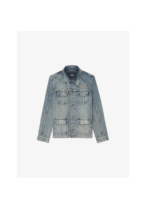 Womens Zadig&Voltaire Lienna Logo-Embroidered Denim Jacket