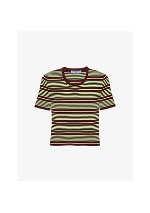 Womens Prada Striped Short-Sleeve Cotton T-Shirt