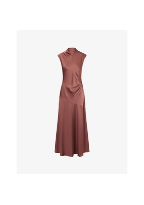 Womens Me And Em Cowl-Neck Sleeveless Satin Maxi Dress