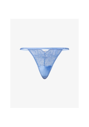 Womens Lounge Underwear Flirt Logo-Plaque Lace Thong