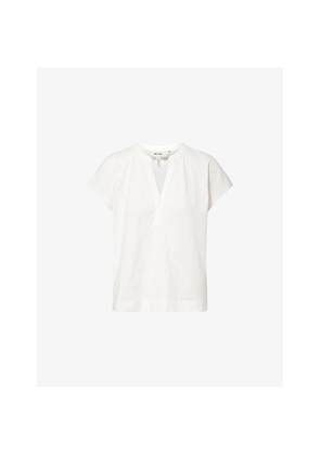 Womens Me And Em Open-Placket Short-Sleeve Cotton Top