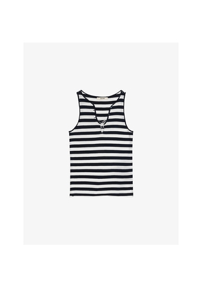 Womens Zadig&Voltaire Tif Rhinestone-Embellished Striped Cotton Tank