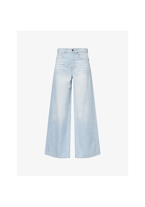 Womens Me And Em Wide-Leg Pinstripe Denim Jeans