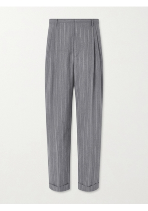 Bottega Veneta - Tapered-Leg Pinstriped Wool Trousers - Men - Gray - IT 48