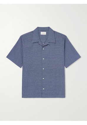 Givenchy - Logo-Embroidered Checked Cotton Bowling Shirt - Men - Blue - EU 38