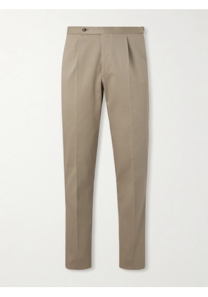 De Petrillo - Straight-Leg Cotton-Blend Twill Trousers - Men - Neutrals - IT 46