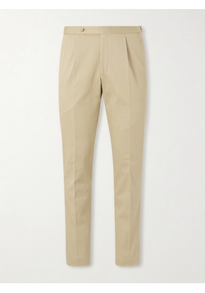 De Petrillo - Straight-Leg Cotton-Blend Twill Trousers - Men - Neutrals - IT 46