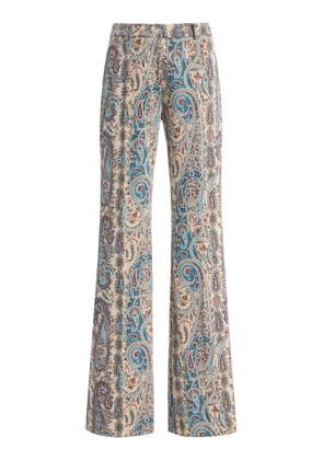 Etro Paisley-Jacquard Cotton-Blend Flared Trousers - Moda Operandi