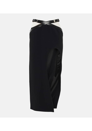 David Koma Leather-trimmed midi skirt