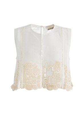 ALÉMAIS Rosemary Embroidered Linen-Blend Top - Moda Operandi