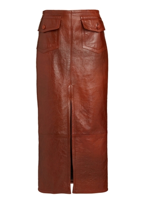 Chloé Pocket-Detailed Leather Midi Skirt - Moda Operandi