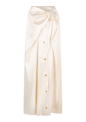 Heirlome Cordelia Gathered Silk Button-Detailed Skirt - Moda Operandi