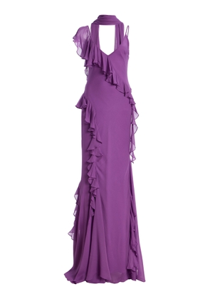 De La Vali Mayara Ruffled Georgette Maxi Dress - Moda Operandi
