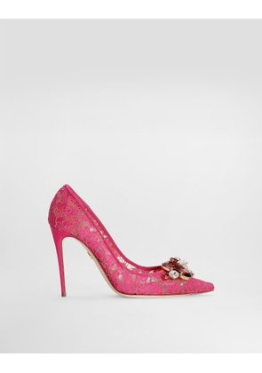 Dolce & Gabbana Rainbow Lace Pumps In Lurex Lace - Woman Pumps And Slingback Fuchsia Lace 39.5