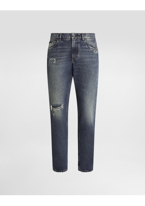 Dolce & Gabbana Regular Cotton Jeans - Man Denim Multi-colored 56