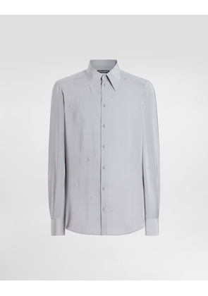 Dolce & Gabbana Gold Shirt In Silk Jacquard - Man Shirts Grey 38