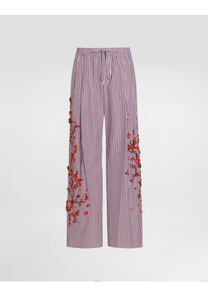 Dolce & Gabbana Cotton Vanity Trousers With Embroidery And Piping - Man Pants And Shorts Multi-colored 46