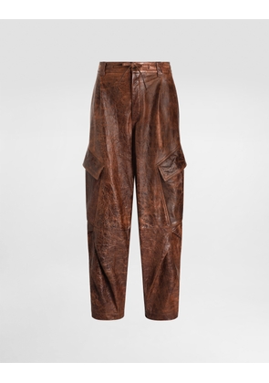 Dolce & Gabbana Lambskin Trousers - Man Pants And Shorts Brown 46
