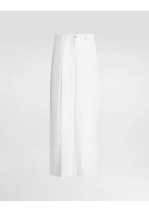 Dolce & Gabbana Linen Canvas Trousers - Man Pants And Shorts White Linen 50