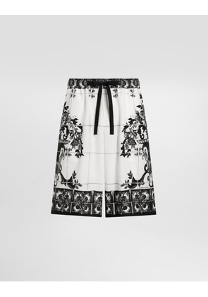 Dolce & Gabbana Majolica-print Poplin Trousers - Man Pants And Shorts Multicolor 58