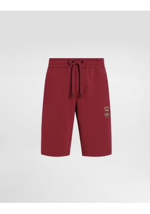 Dolce & Gabbana Jersey Jogging Shorts With Embroidery - Man Pants And Shorts Burgundy Cotton 56