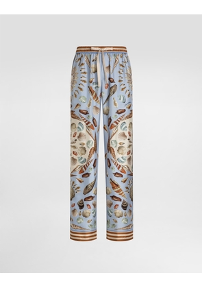 Dolce & Gabbana Shell-print Silk Twill Trousers - Man Pants And Shorts Multicolor 48