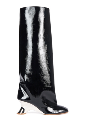 A.W.A.K.E. MODE Christy Knee-High Metallic Wedge Patent Leather Boots - Moda Operandi
