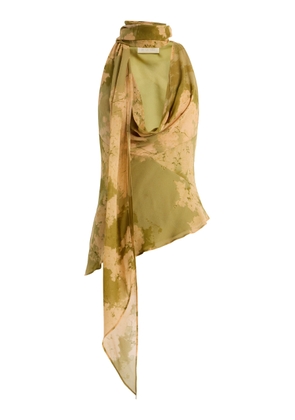 De La Vali Exclusive Diosa Cowl-Neck Georgette Scarf Top - Moda Operandi